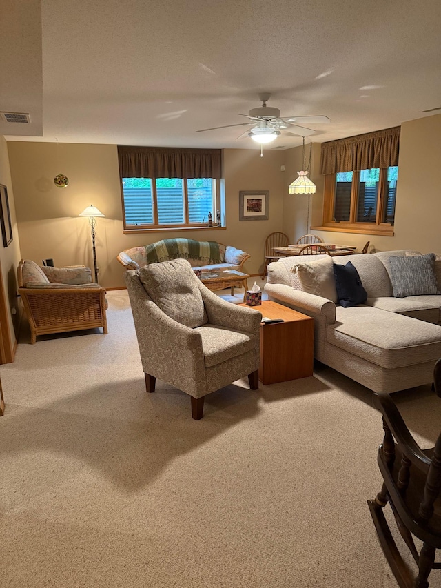 527 Woodside Ct, Shakopee, MN 55379 - living room featuring carpet and a ceiling fan