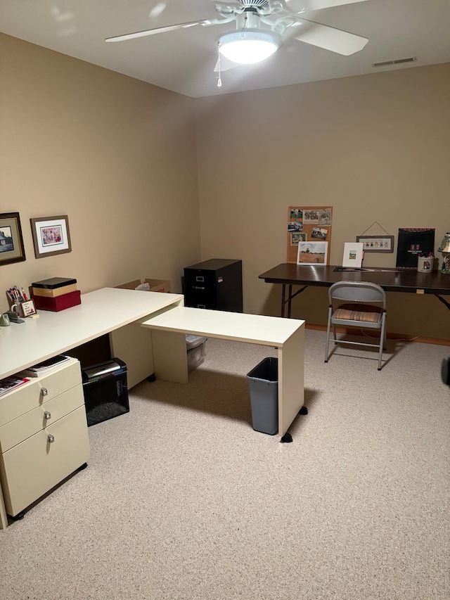 527 Woodside Ct, Shakopee, MN 55379 - home office with a ceiling fan and carpet