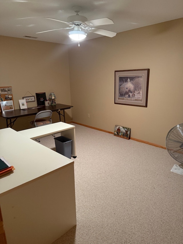 527 Woodside Ct, Shakopee, MN 55379 - carpeted office space with baseboards and ceiling fan