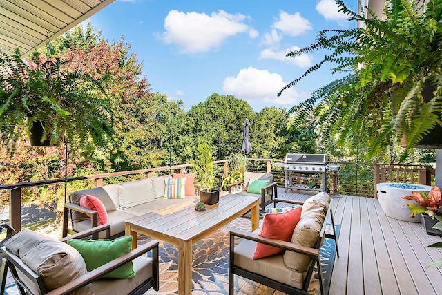 1466 Highview Ave, Eagan, MN 55121 - wooden terrace featuring an outdoor hangout area and grilling area