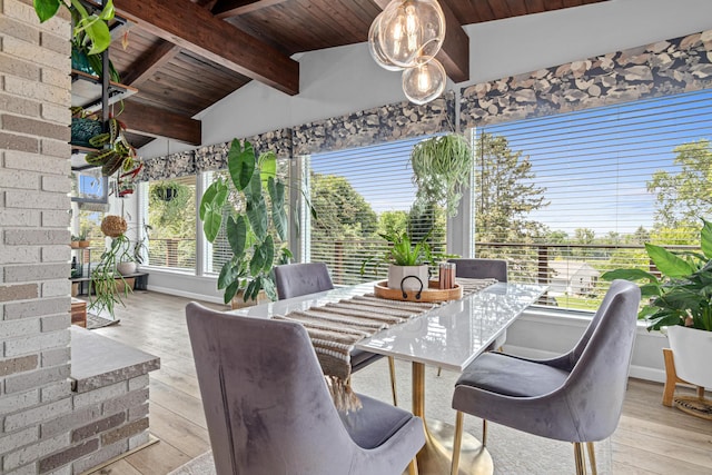 1466 Highview Ave, Eagan, MN 55121 - dining area featuring wooden ceiling, plenty of natural light, and wood-type flooring