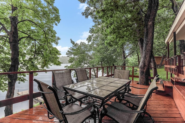 1625 Niles Ln, Balsam Lake Twp, WI 54824 - wooden terrace featuring outdoor dining space