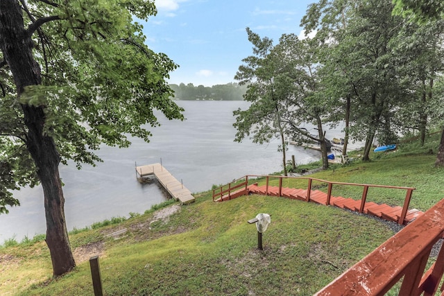 1625 Niles Ln, Balsam Lake Twp, WI 54824 - dock featuring a water view and a lawn