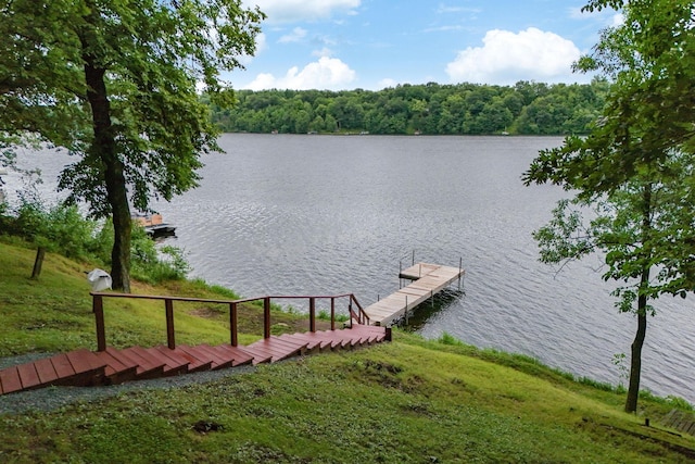 1625 Niles Ln, Balsam Lake Twp, WI 54824 - dock area with a water view and a forest view