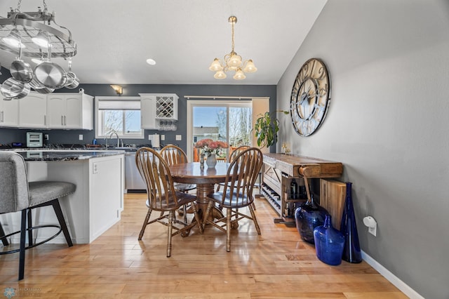 1623 10th St W, West Fargo, ND 58078 - dining space featuring a chandelier, light wood-style flooring, and recessed lighting
