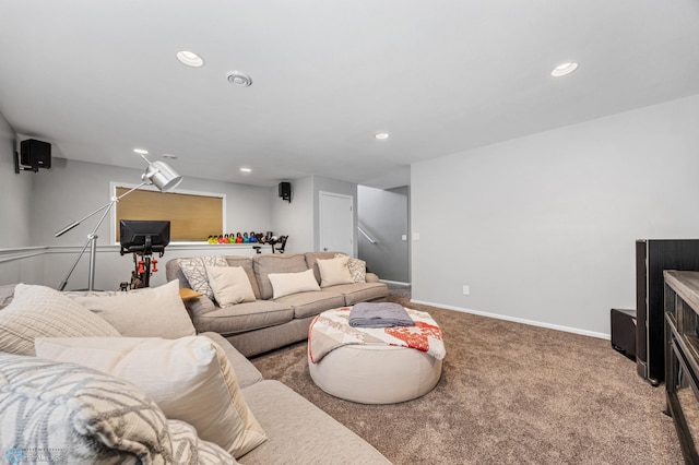 1623 10th St W, West Fargo, ND 58078 - living room featuring carpet and recessed lighting