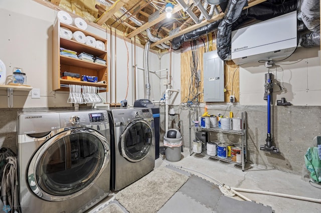 1623 10th St W, West Fargo, ND 58078 - laundry room featuring electric panel and separate washer and dryer