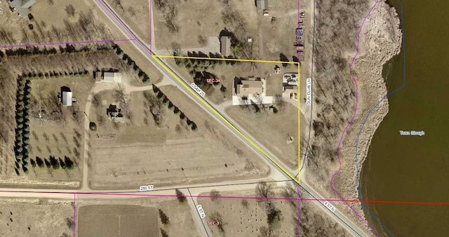 28040 Csah 25, Swede Grove Twp, MN 56243 - aerial view of property's location featuring property boundaries highlighted