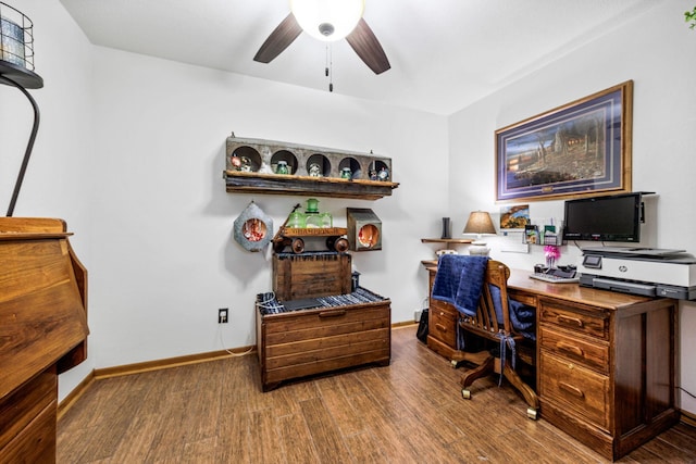 28040 Csah 25, Swede Grove Twp, MN 56243 - home office featuring a ceiling fan and wood finished floors