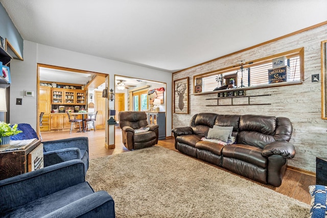 28040 Csah 25, Swede Grove Twp, MN 56243 - living area with a ceiling fan and wood finished floors
