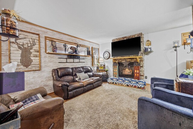 28040 Csah 25, Swede Grove Twp, MN 56243 - living area featuring a fireplace