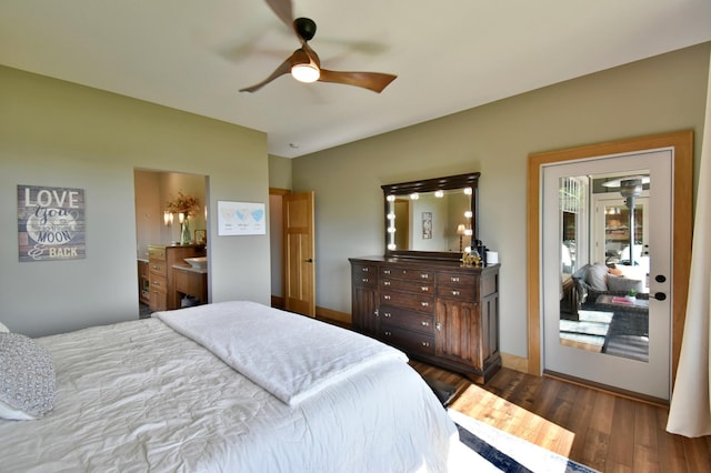 26888 734th Ave, Dassel Twp, MN 55325 - bedroom with dark wood-type flooring and a ceiling fan