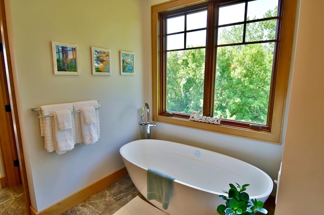 26888 734th Ave, Dassel Twp, MN 55325 - bathroom with a freestanding tub and baseboards