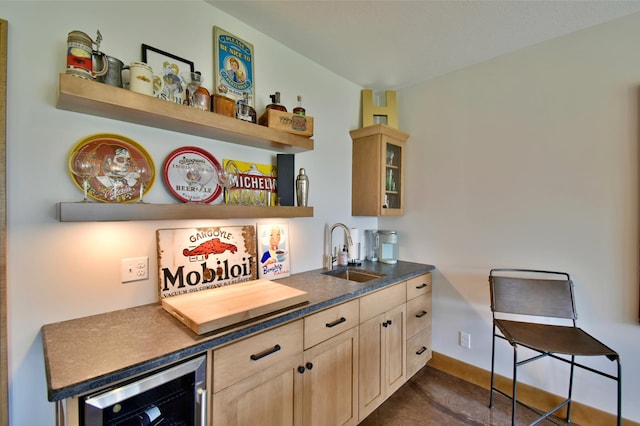 26888 734th Ave, Dassel Twp, MN 55325 - indoor wet bar with wine cooler and dark carpet