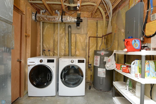 2441 60th Ave S, Fargo, ND 58104 - laundry area with water heater, washer and dryer, and electric panel