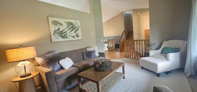 1284 Otter Ridge Rd, White Bear Twp, MN 55110 - living area featuring carpet floors and high vaulted ceiling