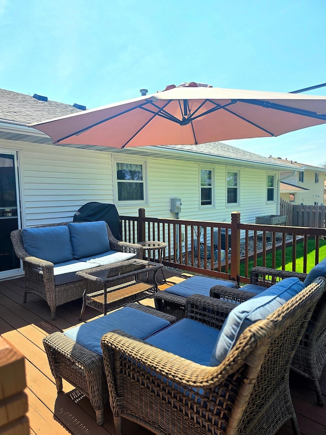 8047 Ingleside Ave S, Cottage Grove, MN 55016 - wooden terrace featuring an outdoor living space
