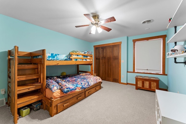 1905 Abby Rd, Cumberland, WI 54829 - bedroom featuring carpet, a closet, and ceiling fan