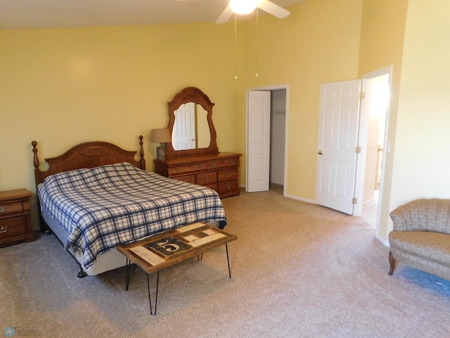 42710 County Highway 56 Unit 101, Toad Lake Twp, MN 56544 - bedroom with carpet flooring, a towering ceiling, and a ceiling fan