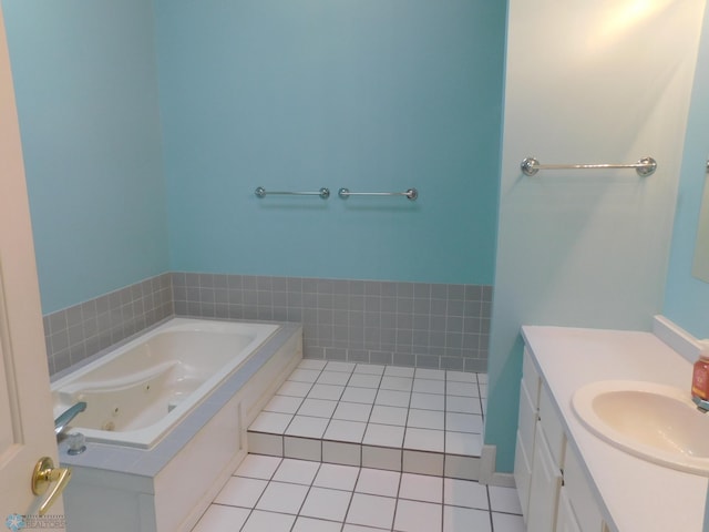 42710 County Highway 56 Unit 101, Toad Lake Twp, MN 56544 - full bath with a tub with jets, vanity, and tile patterned floors