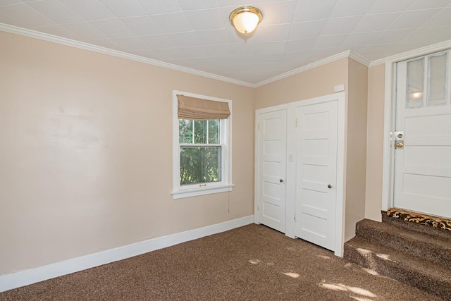 462 Saint Charles St, Winona, MN 55987 - unfurnished bedroom with ornamental molding and dark carpet
