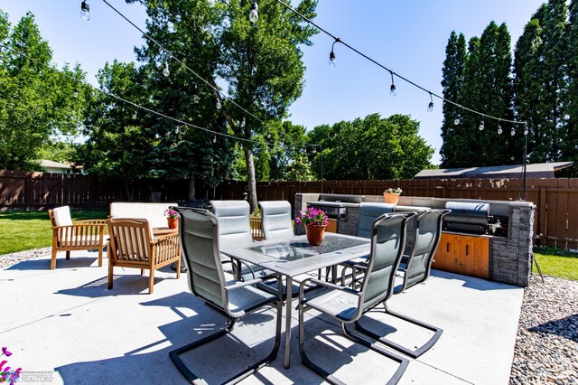 25 Birch Ln S, Fargo, ND 58103 - fenced backyard with area for grilling, a patio area, and outdoor dining space