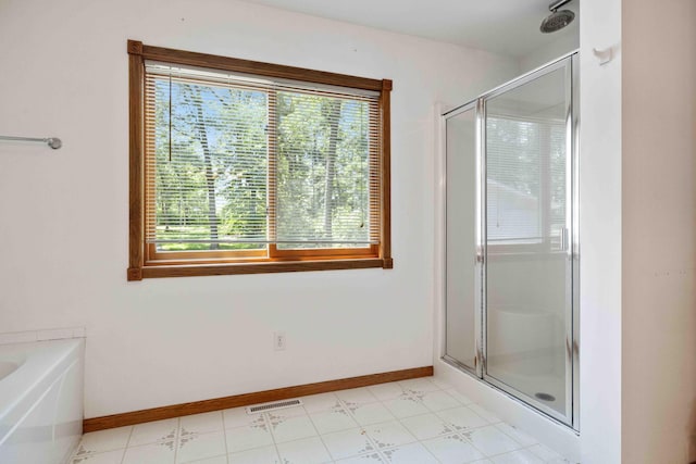 13384 Barnett Rd SW, Sylvan Twp, MN 56473 - bathroom featuring a shower stall and a garden tub