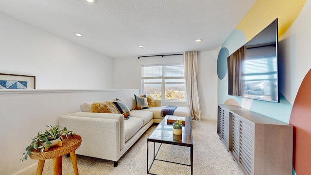 7593 Norway Ln, Lino Lakes, MN 55038 - living room featuring recessed lighting and light colored carpet