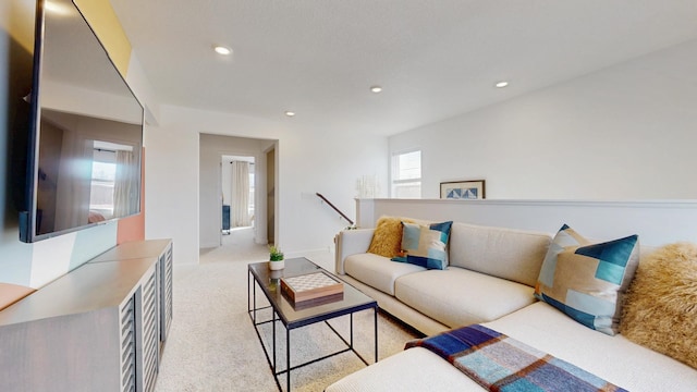7593 Norway Ln, Lino Lakes, MN 55038 - living area featuring light carpet and recessed lighting