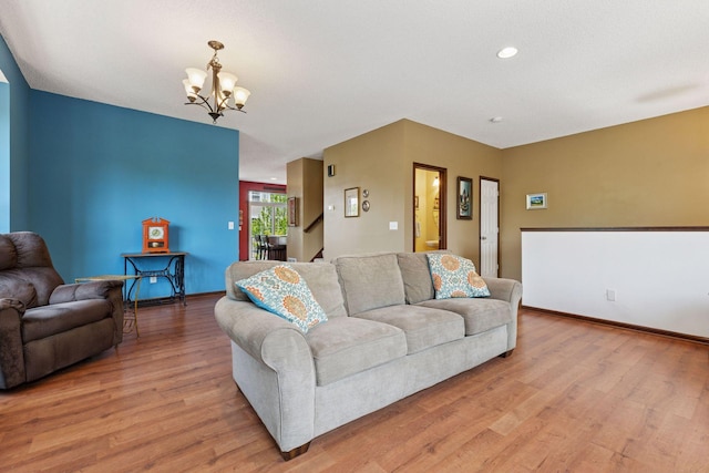 5214 Scott Ct, Robbinsdale, MN 55422 - living room with a chandelier, light wood-style floors, and recessed lighting