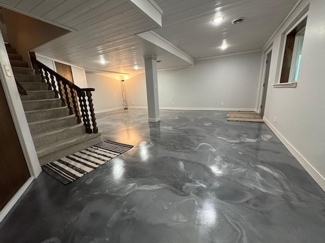 715 250th Ave, Fairmont, MN 56031 - finished below grade area with stairs and crown molding