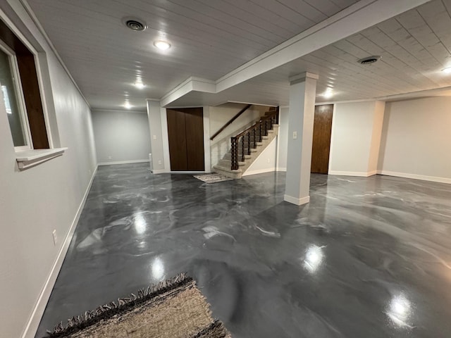 715 250th Ave, Fairmont, MN 56031 - finished below grade area featuring stairway and wood ceiling