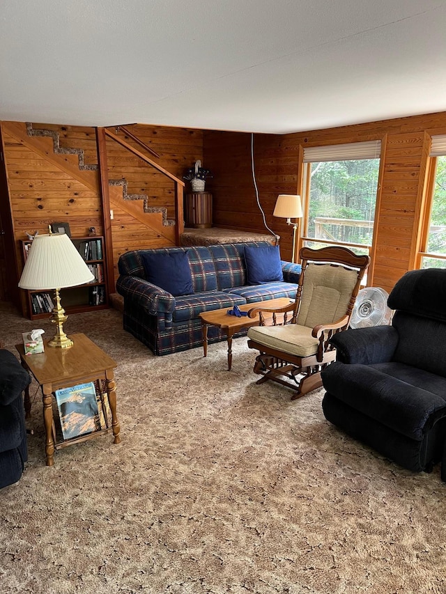 2485 Keyes Is, International Falls, MN 56649 - living area featuring wooden walls and carpet