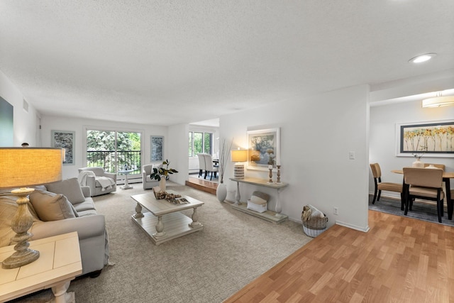 3412 Oak Ridge Rd Unit 208, Minnetonka, MN 55305 - living room with wood finished floors, a textured ceiling, and recessed lighting