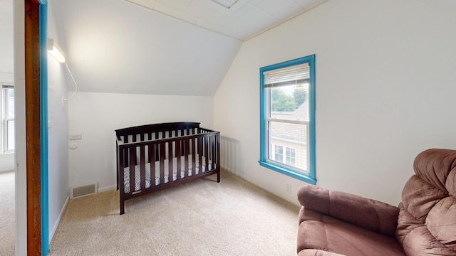711 5th Ave SW, Austin, MN 55912 - carpeted bedroom with vaulted ceiling and baseboards