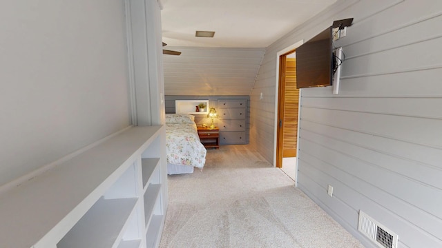 711 5th Ave SW, Austin, MN 55912 - unfurnished bedroom featuring light carpet and wood walls