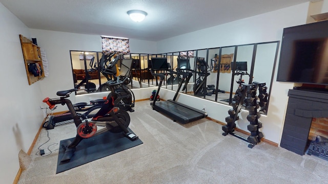 711 5th Ave SW, Austin, MN 55912 - workout area featuring carpet flooring and a fireplace