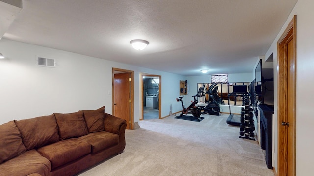 711 5th Ave SW, Austin, MN 55912 - living room featuring light colored carpet and a textured ceiling