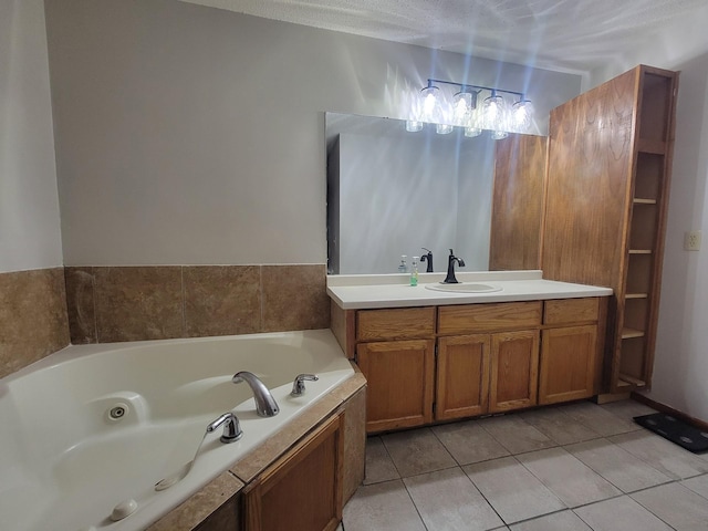 2729 Parkhaven Ct N, Brooklyn Park, MN 55444 - full bath featuring vanity, a jetted tub, and tile patterned floors
