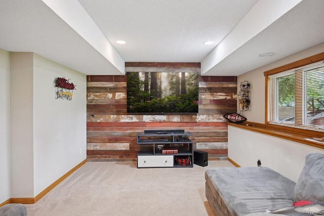 420 Pleasant Crest Cir, Annandale, MN 55302 - carpeted living room featuring wooden walls and recessed lighting