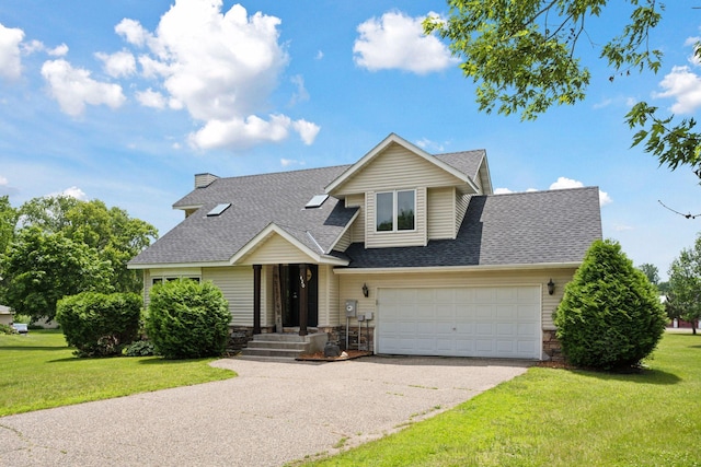 420 Pleasant Crest Cir, Annandale, MN 55302 - traditional home with a shingled roof, asphalt driveway, a front lawn, and stone siding
