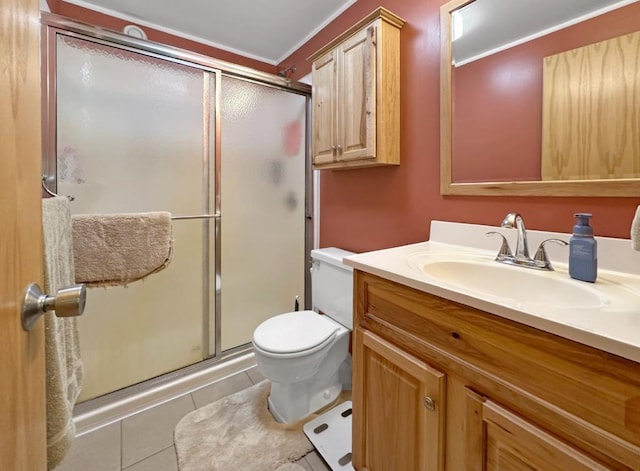 2117 Isleview Rd, Grand Rapids, MN 55744 - bathroom featuring vanity, a shower stall, and tile patterned flooring