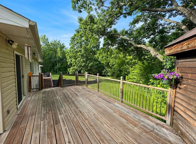 2117 Isleview Rd, Grand Rapids, MN 55744 - wooden deck with view of wooded area
