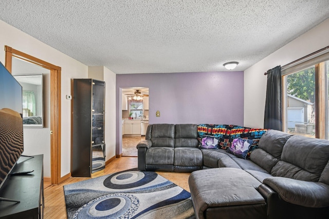 6429 Maple St, North Branch, MN 55056 - living room featuring light wood-type flooring and a textured ceiling