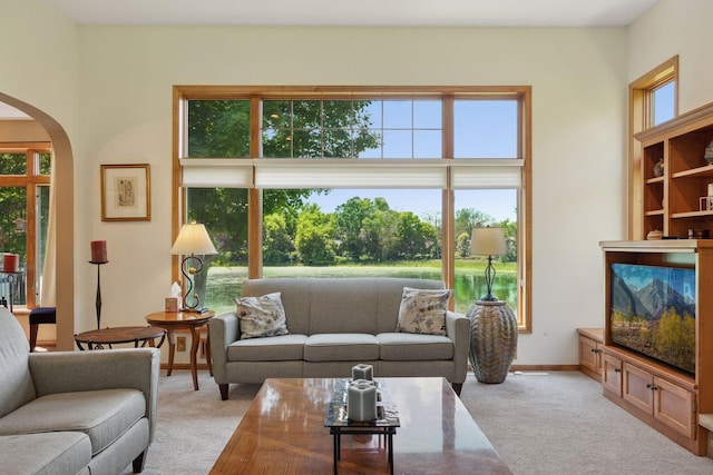 180 Ranchview Ln S, Minnetonka, MN 55391 - living room with light carpet and arched walkways