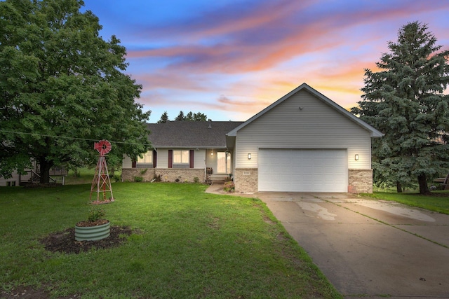 1219 Lakeview Pkwy, Buffalo, MN 55313 - single story home with brick siding, an attached garage, driveway, and a yard