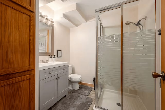 25463 County Road 267, Cohasset, MN 55721 - full bathroom featuring a shower stall, vanity, and tile patterned flooring