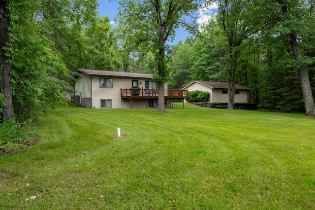 25463 County Road 267, Cohasset, MN 55721 - back of house featuring a wooden deck and a yard