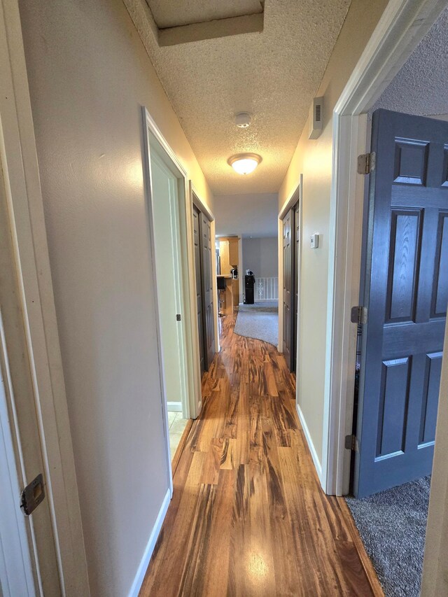 11348 Ibis St NW, Coon Rapids, MN 55433 - hall featuring wood finished floors and a textured ceiling