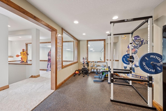 7530 Quail Ridge Trl, Greenfield, MN 55373 - workout area featuring recessed lighting and a textured ceiling